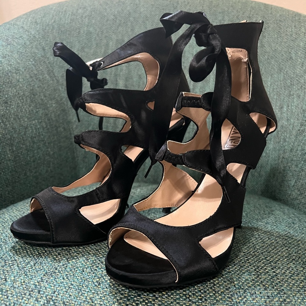 Elegant Black Sateen Heels